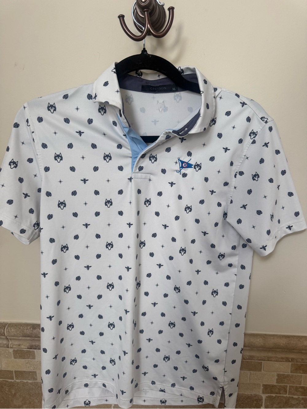 Greyson White Patterned Performance Polo Shirt